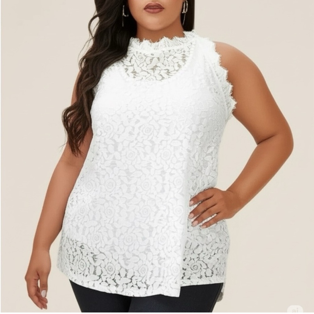berryou new with tags XL Elegant White Lace Sleeveless Top